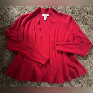 RED WHBM PEPLUM CARDIGAN